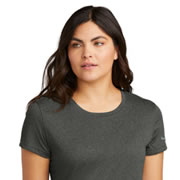 Model wearing Nike NKDX8734 Women's Swoosh Sleeve rLegend Tee