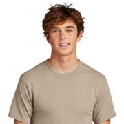 Model wearing Port & Company PC55T Tall Core Blend Tee