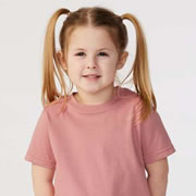 Model wearing Rabbit Skins 3321 Toddler Fine Jersey Tee