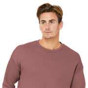 Model wearing Bella Canvas 3945 Sponge Fleece Drop Shoulder Crewneck Sweatshirt