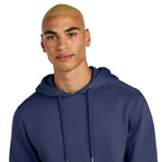 Model wearing District DT1101 Perfect Weight Fleece Hoodie