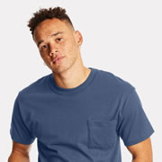 Model wearing Hanes 5190 Beefy-T Pocket T-Shirt