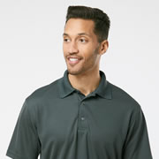 Model wearing Paragon 100 Saratoga Performance Mini Mesh Polo