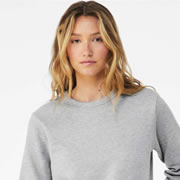 Model wearing Bella Canvas 7511 Ladies Sponge Fleece Classic Crewneck Sweatshirt